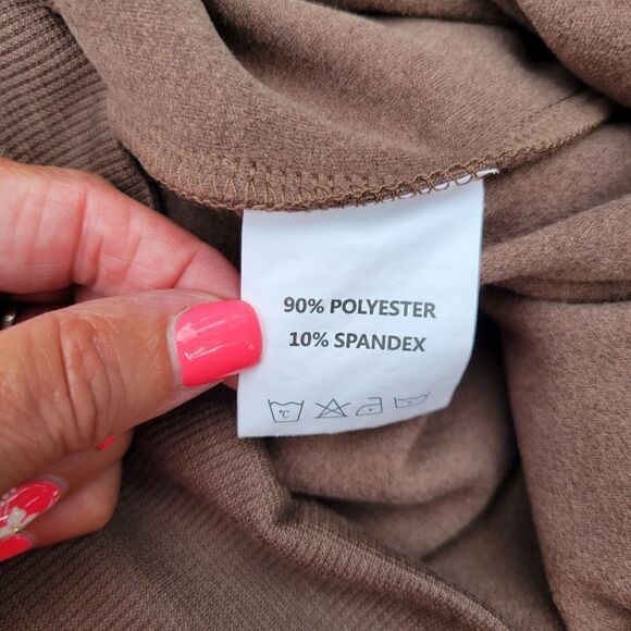 Women's Brown Long Sleeve Dropped Shoulder Crewneck Pullover Sweatshirt Size L - Picture 8 of 13